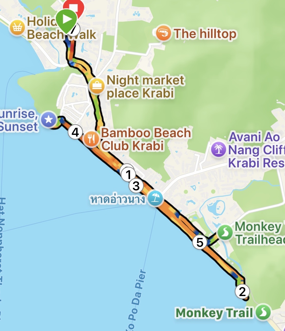 Aonang Beach running route