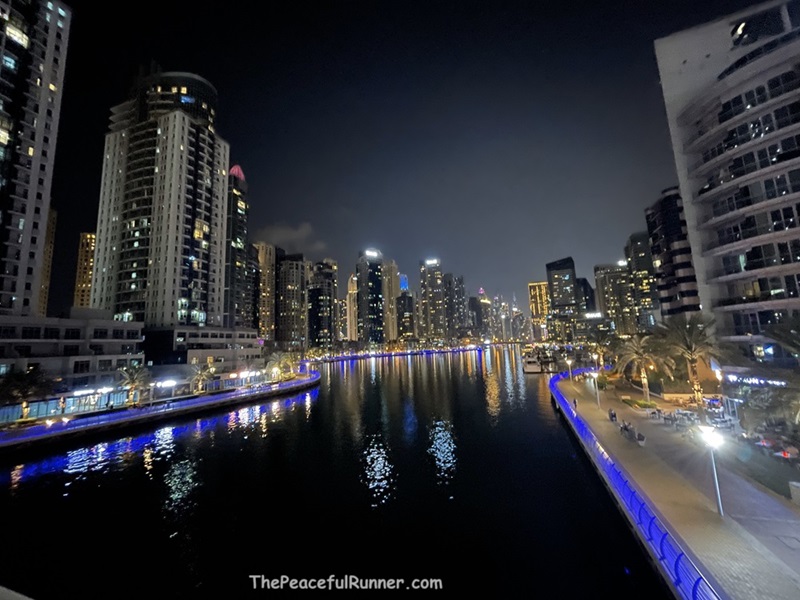 Night lights along the Dubai Marina