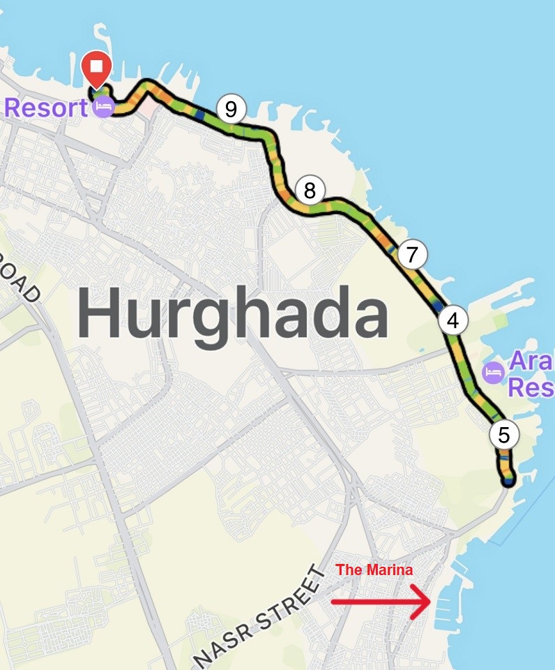 Hurghada running Hurghada map