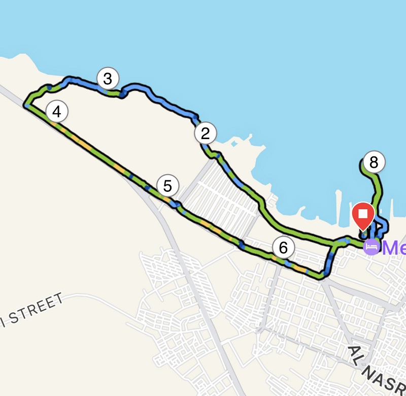 Running route in Hurghada trail run north map