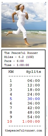 Running Pace Chart Miles And Kilometers