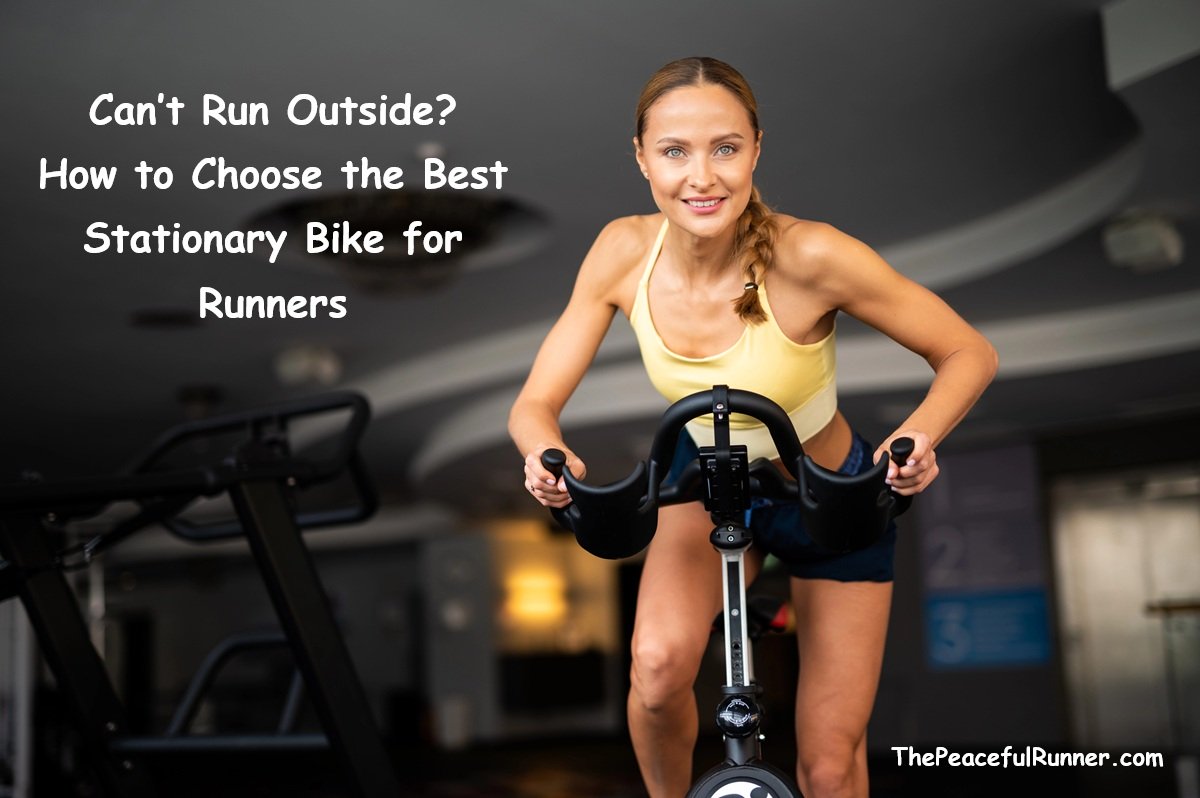 Female runner exercising on a stationary bike indoors