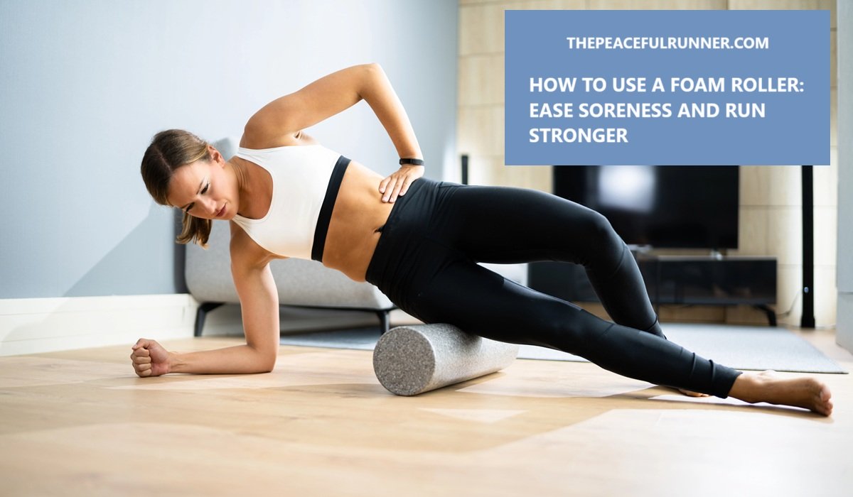 Female athlete using foam roller to prevent running injuries